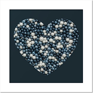 Black, White and Silver Sprinkle Spheres Candy Photograph Heart Posters and Art